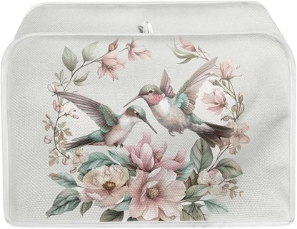 ZFRXIGN Flower Hummingbird Toaster Cover 4 Slice Toaster Dust Cover Small Appliance Covers Toaster Oven Cover Spring Floral Birds Dust Cover Kitchen Decorative Protector Beige