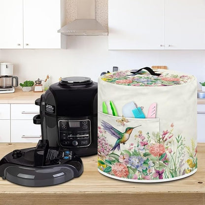 Appliance Dust Covers for Air Fryer & Pressure Cooker, Small Appliance Covers with Pockets Fits Pressure Cooker (6 Quart) and Extra Accessories - Hummingbird Floral