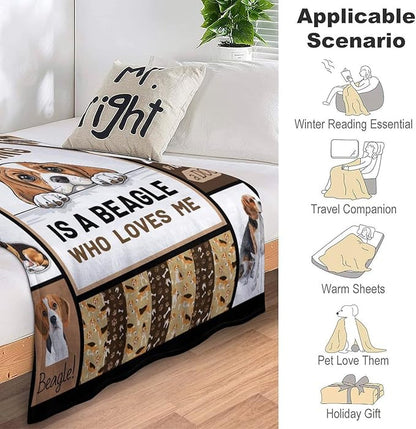 Beagles Dog Print Blanket Best Dog Pet Animal Throw Blankets for Couch Sofa Stuff Decor Gifts Lightweight Soft Cozy Fleece Plush Warm Flannel Bedding for Lover Man Woman Teen Adults 60"x80"