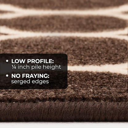 House, Home and More Skid-Resistant Carpet Runner – Moroccan Trellis Lattice – Coffee Brown & Vanilla Cream – 6 Feet X 26 Inches