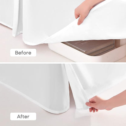 SONIVE Full Bed Skirt,15" Drop Pleated Dust Ruffle,Classic Tailored Easy Fit Brushed Microfiber Skirts Hotel Quality Shrinkage & Fade Resistant White