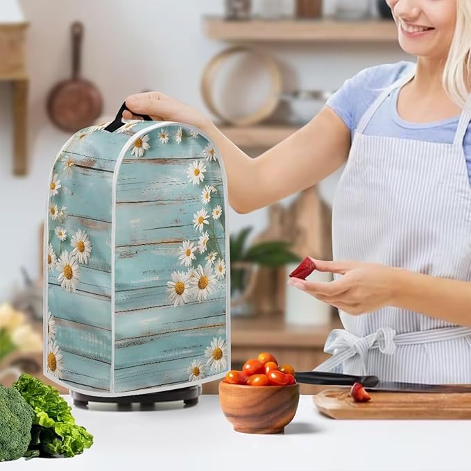 Daisy Blender Cover Teal Wood Appliance Dust Cover Universal for Food Processor Coffee Maker Juice Machine Reusable Protection Cover for Stand Mixer
