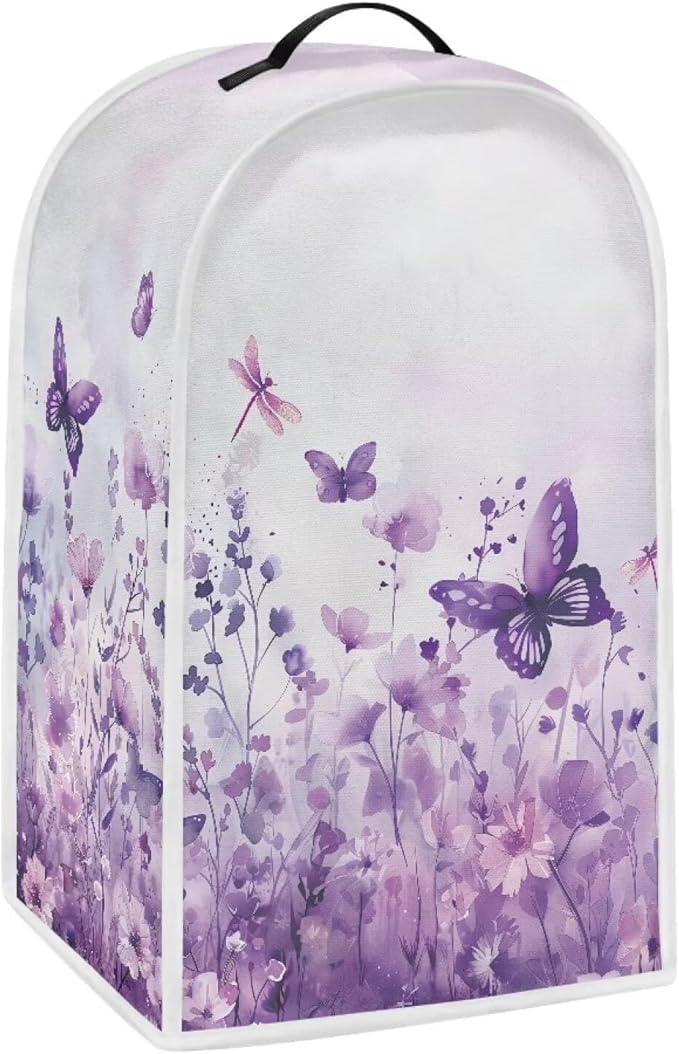 Talayituse Butterfly Dragonfly Flower Print Blender Dust Cover, Fingerprint Protection Cover for Stand Mixer or Coffee Machine, Home Kitchen Appliance Covers for Stain Dust Resistant Supplies