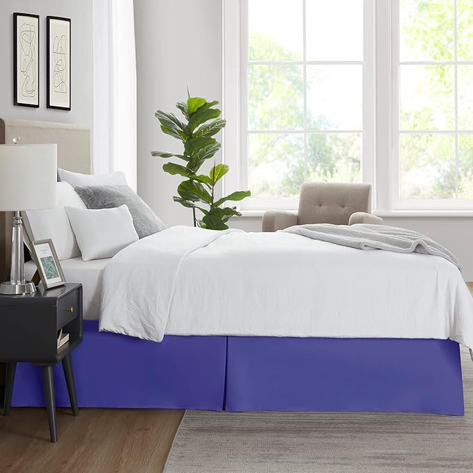 Nestl Royal Blue Full XL Bed Skirt - Full XL Size Bed Skirt 14 Inch Drop - Brushed Microfiber Bed Skirts - Hotel Quality Pleated Bed Skirt - Shrinkage & Fade Resistant