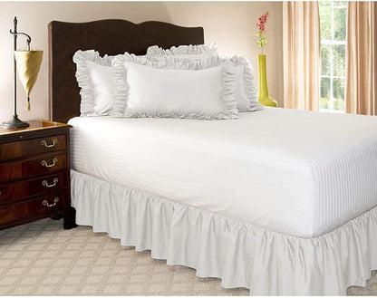 KRISHNA Ruffled Bed Skirt with Split Corners King, 100% Microfiber Hotel Quality, 28 Inch Drop Dust Ruffle Gathered Bedskirt with Platform, 78" x 80", White