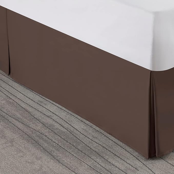 Nestl Dark Brown Bed Skirt Cal King Size - Cal King Bed Skirt 14 Inch Drop - Brushed Microfiber Bed Skirts - Hotel Quality Pleated Bed Skirt - Shrinkage & Fade Resistant