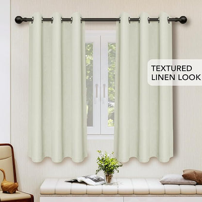 Easy-Going Linen Look Blackout Curtain 38x54 Inch Window Curtain Drapes for Bedroom, Living Room Thermal Insulated Room Darkening (Set of 2 Panels, Beige)
