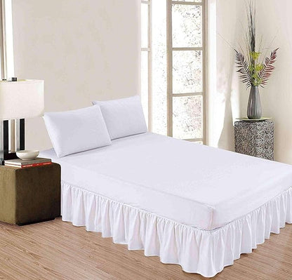 SlumberWell Twin Bed Skirt with Split Corners, Soft Microfiber, 20 Inch Drop, White Solid, Elegant Ruffled Design