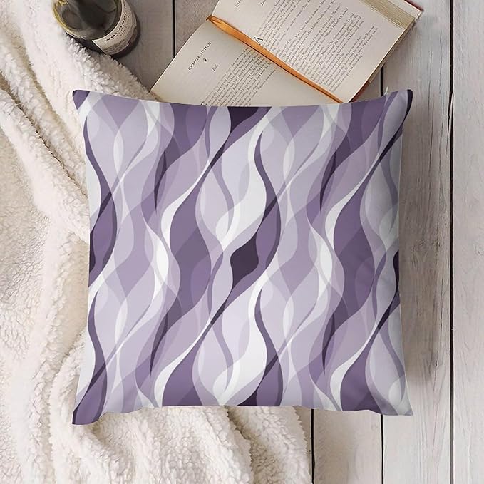 Lavender Throw Pillow Covers Modern Purple and Grey Striped Decorations for Bedroom Living Room Farmhouse Sofa Pillows Bed Couch 12x12 Inch