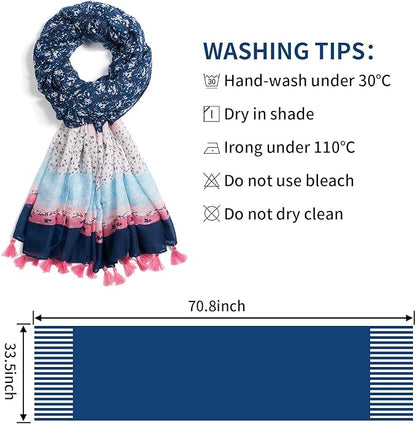 Scarf for Women Lightweight Soft Floral Leopard Printed Scarves Fall Winter Fashion Shawl Wrap with Fringe