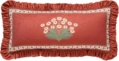 Rectangle Throw Pillow Covers,Red Cozy Velvet with Leaves and Floral Pattern Pillowcases,Decoration Long Lumbar Pillows Cushion Covers for Living Room Couch Sofa Bed Car Chair,12"x28"