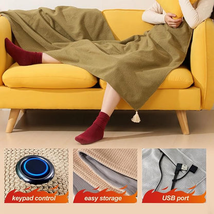 Portable Heated Shawl, 2026 New Portable Heated Blanket Shawl Wraps for Women, Cordless Heated Blanket with 3 Heating Levels for Home Camping Travel (Red)