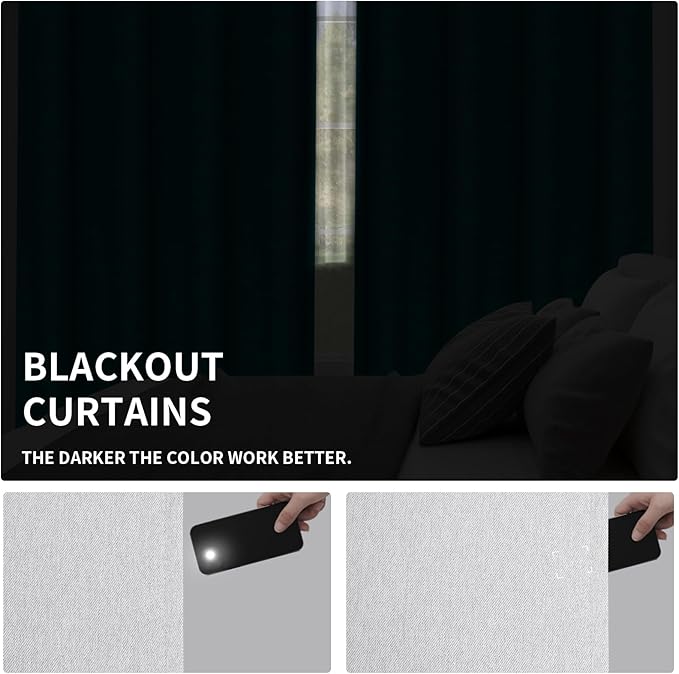 Easy-Going Linen Look Blackout Curtain Grommet Window Curtain Drapes for Bedroom, Living Room Thermal Insulated Room Darkening (2 Panels, 38x45 Inch, Greyish White)