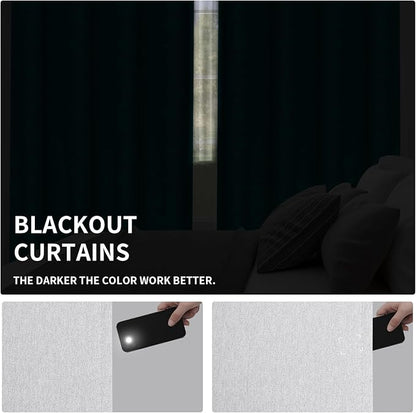 Easy-Going Linen Look Blackout Curtain Grommet Window Curtain Drapes for Bedroom, Living Room Thermal Insulated Room Darkening (2 Panels, 38x45 Inch, Greyish White)
