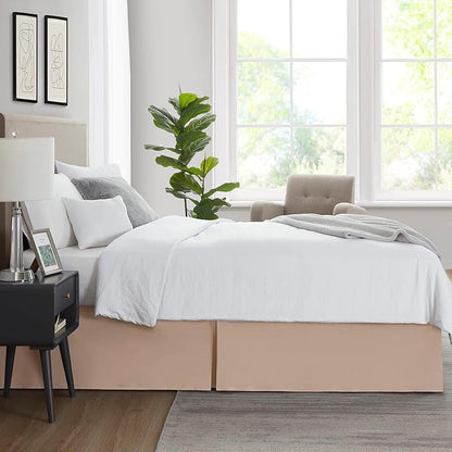 Nestl Taupe Twin XL Bed Skirt - Twin XL Size Bed Skirt 14 Inch Drop - Brushed Microfiber Bed Skirts - Hotel Quality Pleated Bed Skirt - Shrinkage & Fade Resistant
