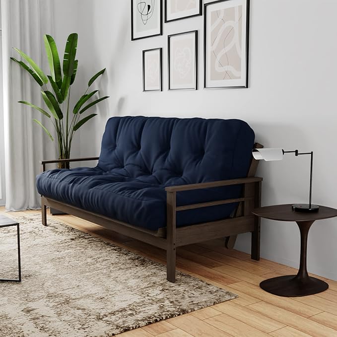 Royal Sleep Products by The Futon Factory 6 inch Memory Foam Futon Mattress - Solid Navy Cover - Full Size - CertiPUR Certified Foams - Made in USA - (Frame not Included)