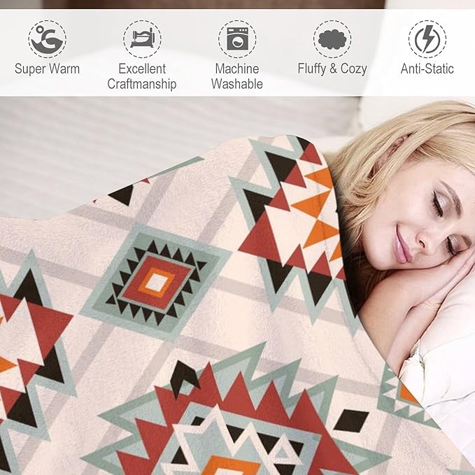 Southwest Style Blanket, Boho Geometric Print Throw Blanket Tribal Aztec Blanket for Couch Bed Sofa Cover Throw Home DéCor 30"x40"