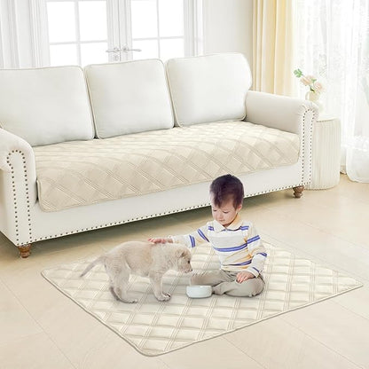 Smiry Waterproof Dog Bed Cover Blanket 40x70, Soft Reversible Pet Blanket, Washable Leakproof Cats Dogs Couch Cover for Sofa, Couch, Furniture, Lattice, Beige/Beige