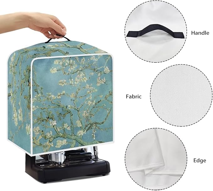 Coffee Machines Covers - Dust Resistant Protective Covers For Coffee Makers, Blender, Mixer, Juice Machine - Dust Proof, Washable Almond Blossoming Green