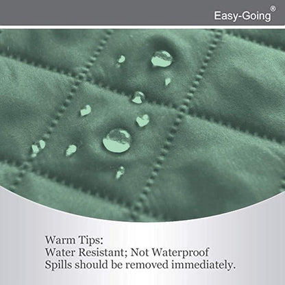 Easy-Going Futon Sofa Slipcover - Reversible Armless Couch Cover - Water Resistant for Pets & Kids (Cyan/Ivory)