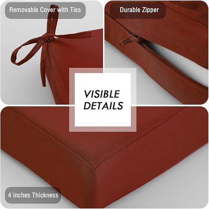 idee-home Outdoor Cushions for Patio Furniture, Outdoor Seat Cushion, Waterproof Couch Hampton Bay Deep Seat Replacement Chair Cushions for Garden Lawn Backyard Deck, 24 x 26