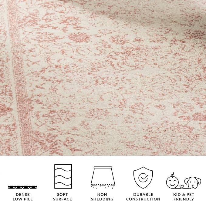 SAFAVIEH Area Rug 11x15 - Adirondack Collection - Large - Ivory & Rose, Distressed Vintage Floral Design, Non-Shedding & Easy to Clean, Ideal for Living Room, Bedroom, Dining Space (ADR109H)