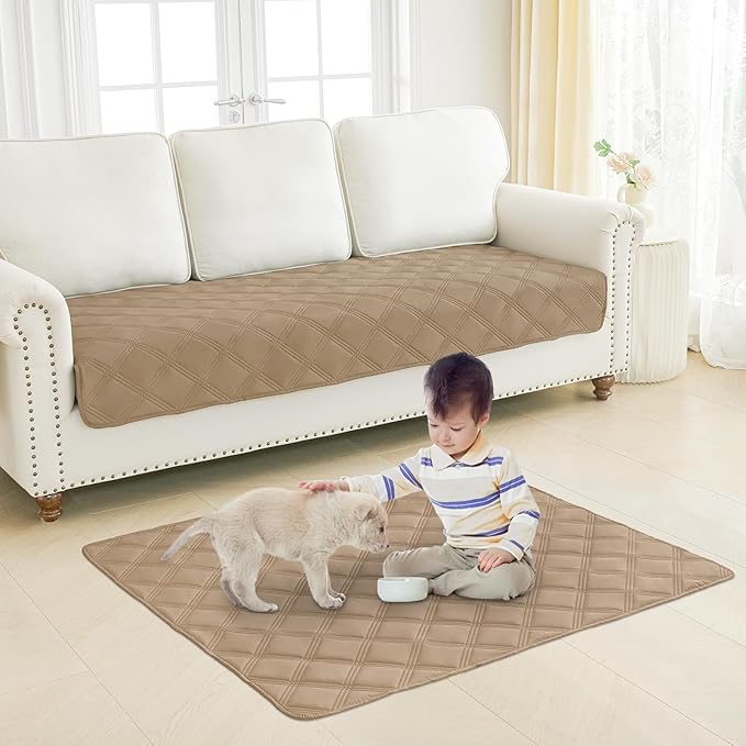Smiry Waterproof Dog Bed Cover Blanket 40x80, Soft Reversible Pet Blanket, Washable Leakproof Cats Dogs Couch Cover for Sofa, Couch, Furniture, Lattice, Camel/Camel