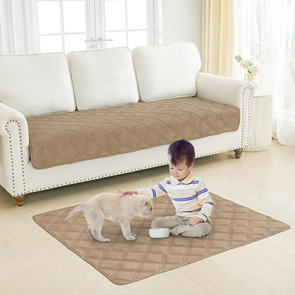 Smiry Waterproof Dog Bed Cover Blanket 52x82, Soft Reversible Pet Blanket, Washable Leakproof Cats Dogs Couch Cover for Sofa, Couch, Furniture, Lattice, Camel/Beige