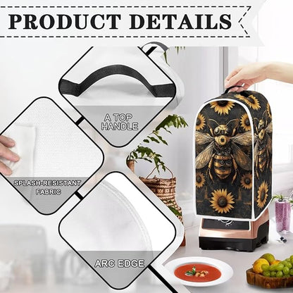 Talayituse Bee Sunflower Print Blender Dust Cover, Fingerprint Protection Cover for Stand Mixer or Coffee Machine, Home Kitchen Appliance Covers for Stain Dust Resistant Supplies