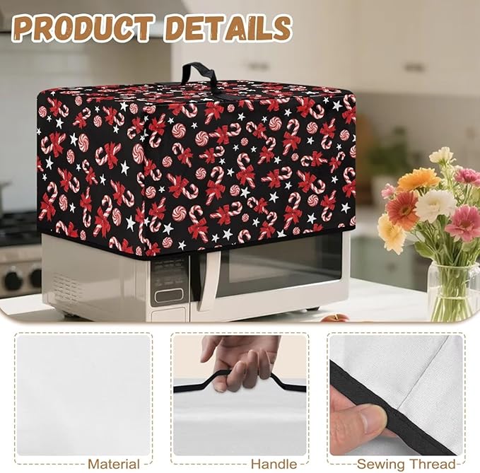 Microwave Oven Grill Cover Protector, Christmas Lollipop Waterproof Dust-Proof Heavy Duty Polyester Dust Heat Resistant Cover Case Protections for Toaster Oven