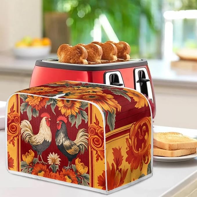 Rooster Kitchen Blender Dust Cover Sunflower Bread Maker Toaster Protector Lightweight Coffee Maker Appliance Covers Size M