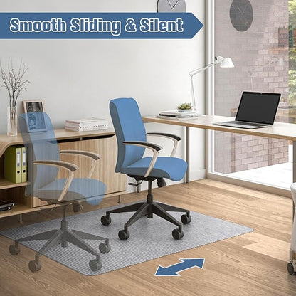 Placoot 2 Pack Desk Chair Mat for Hardwood Floor, Computer Chair Floor Mat, 55"x35" Office Chair Mat, Large Rubber Anti-Slip Floor Protector for Home Office Light Grey (Folding Packaging)