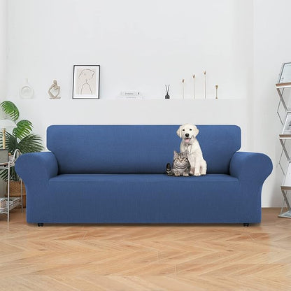 LURKA Stretch Oversized Sofa Slipcovers 1 Piece Couch Covers for 3 Cushion Couch Sofa Furniture Protector Full Sofa Covers with Elastic Bottom for Kids and Pet (X-Large, Blue)
