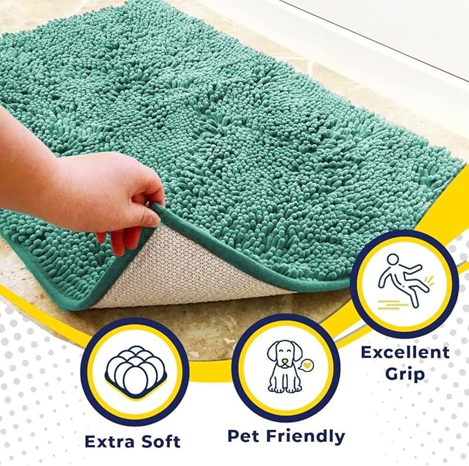 Muddy Mat® Shown on TV – Super Absorbent Door Mat Indoor, Microfiber Quick Dry Chenille Entryway Rug, Non-Slip Front Door Mat, Indoor Mats for Entryway, Machine Washable Pet Rug, Sea Green 24"x36"