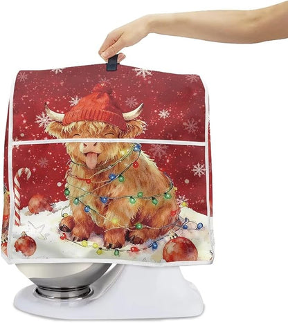 Highland Cow Stand Mixer Cover Dust Protective Christmas Stand Mixer Covers For Kitchen Aid 4.5-5 Quart Mixers Dustproof Cloth Cover for Small Appliance Protector Gift for Friends