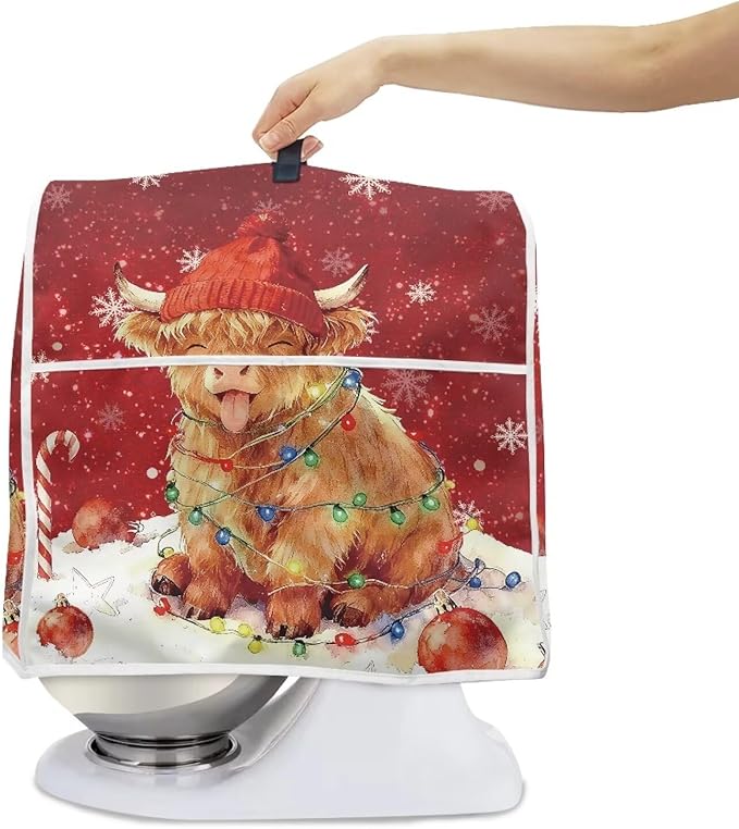 Highland Cow Stand Mixer Cover Dust Protective Christmas Stand Mixer Covers For Kitchen Aid 6-8 Quart Mixers Dustproof Cloth Cover for Small Appliance Protector Gift for Friends