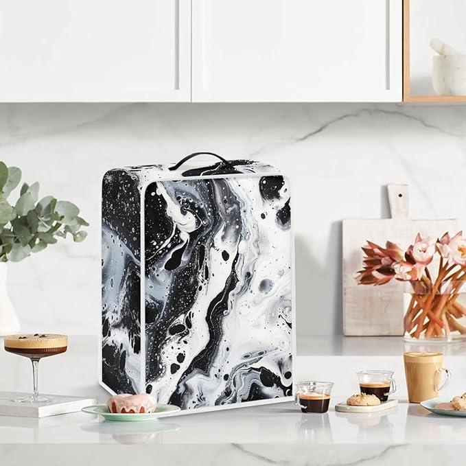 Marble Coffee Maker Cover Protector with Top Handle Washable Dustproof Small Kitchen Appliance Protector