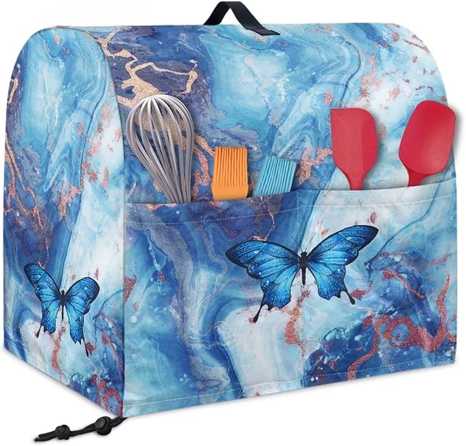 Blue Marble and Butterfly Mixer Covers Stand Mixer Dustproof Cover Compatible with Kitchen Aid Mixer Washable Stand Mixer Covers for 6-8 Qt Mixer