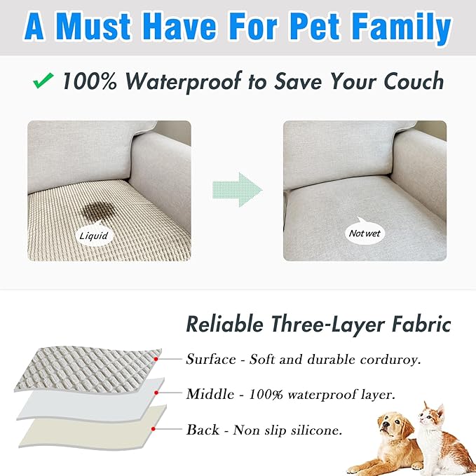 Couch Arm Covers, Sofa Arm Covers, Waterproof Armrest Cover for Sofa, Armchair, Loveseat, Headrest Cover, Non-Slip Recliner Arm Cover, Arm Chair Covers Set of 2 (Taupe, 23"×19")