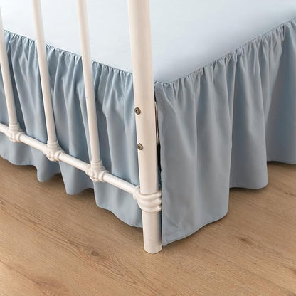 Bed Skirt Queen Size Ruffled Bed Skirt with Split Corners, 12 Inch Drop Dust Ruffle Bed Skirts with Platform, Gathered Style, 100% Microfiber, Grayish Blue