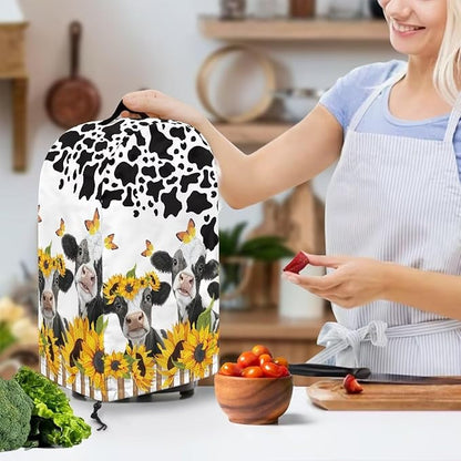 Cow Sunflower Blender Dust Covers with Drawstring, Stand Mixer or Coffee Maker Appliance Cover, Anti Fingerprint Dust Proof Stain Resistant Blender Cover for Home Kitchen