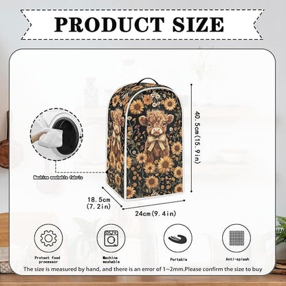 Talayituse Highland Cattle Sunflower Print Blender Dust Cover, Fingerprint Protection Cover for Stand Mixer or Coffee Machine, Home Kitchen Appliance Covers for Stain Dust Resistant Supplies