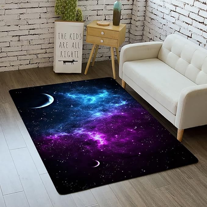 Solar System 3D Planet Universe Area Rug for Kids Bedroom 4x6 ft Soft Non-Slip Outer Space Galaxy Rug for Boys Room Living Room