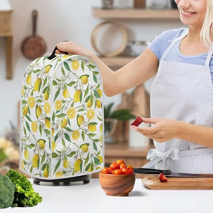 Lemon Print Blender Covers Kitchen Food Processor Covers with Durable Handle, Durable Foldable Small Appliances Protector Universal Blender Cover