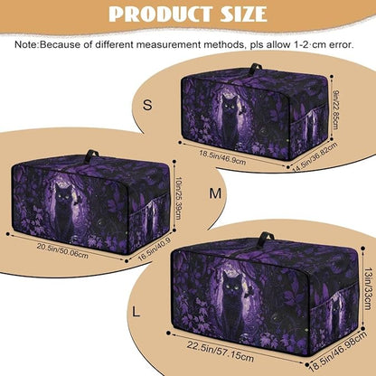 Countertop Convection Oven Cover Decorative and Protective Air Fryer Toaster Oven Dust Cover for Home Kitchen Indoor Decor, S, Black Cat Skull Bat Violet Forest Halloween