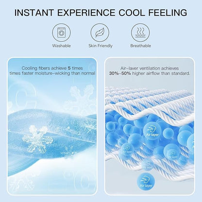Cooling Mattress Topper Queen Size - Pillow Top Mattress Pad for Hot Sleepers - Breathable Ultra Soft Mattresses Protector with 8-21 Inch Deep Pocket (60x80 inch, Blue)