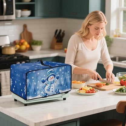 Christmas Toaster Oven Dust Cover Small Kitchen Appliance Cover for Countertop Convection Ovens,Small Appliances, L, 18.5 x 22.5 x 13 Inches, Blue Snowman Snowflake