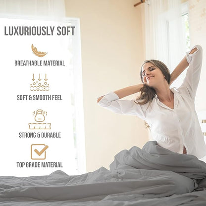 Queen Sheet Set - Luxury Hotel Bed Sheets - Soft Cooling Sheets with Elastic Corner Straps - Deep Pocket Microfiber Bedsheet - Bedding Sheet & Pillowcases -4 PC (Queen Size, Light Gray)