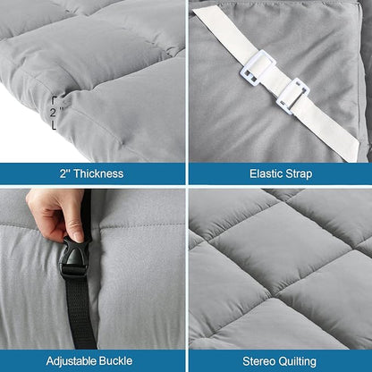 Cot Mattress Topper (Improved Thickness), Foam Quilted Pads for Camping, Soft Comfortable Sleeping Cot Mattress Pad Only, Camping Pad 75"x30" for Camp Cot/Rv Bunk/Narrow Twin Beds, Navy