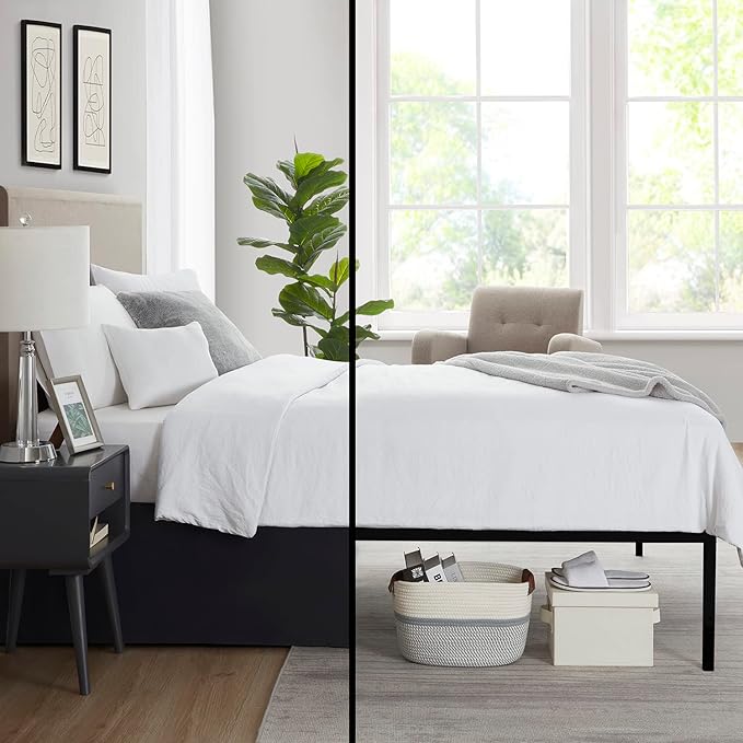 Nestl Black Bed Skirt King Size - King Bed Skirt 14 Inch Drop - Brushed Microfiber Bed Skirts - Hotel Quality Pleated Bed Skirt - Shrinkage & Fade Resistant
